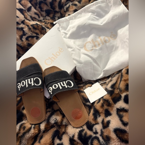 Chloe Black Woody Sandals 38W